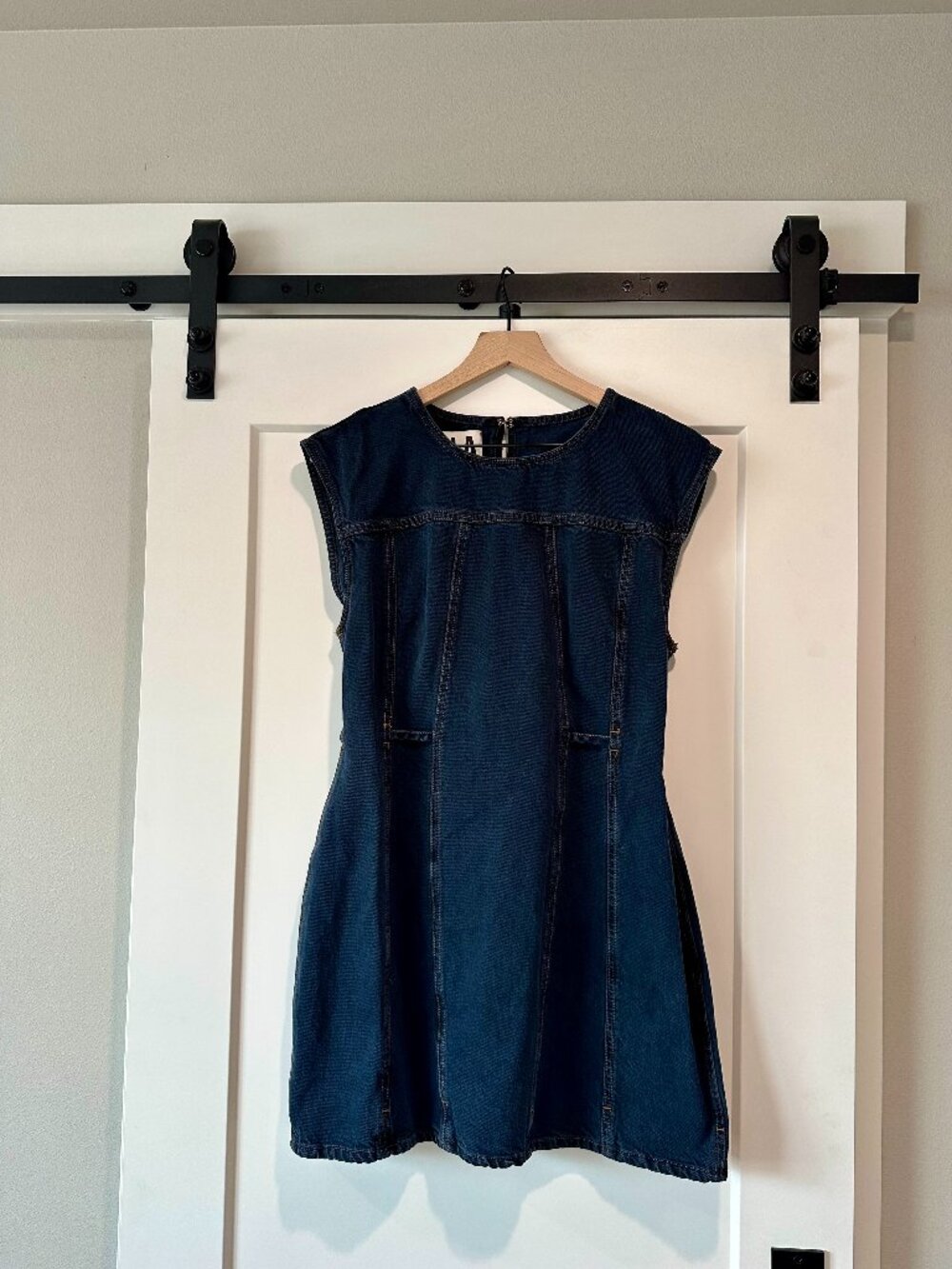 DALA Open Back Mini Dress Deep Dive Organic Cotton Denim W30